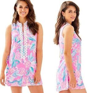 NWT Lilly Pulitzer Jonna Romper Size 0 Prosecco Pink Blue Tropical Print